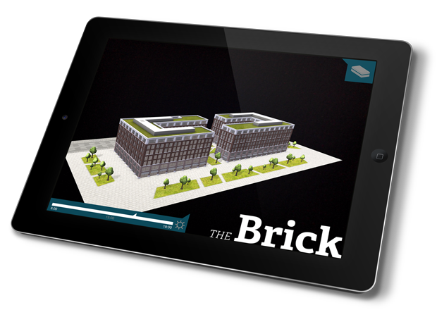Bild eines iPads mit der aktiven the brick App
